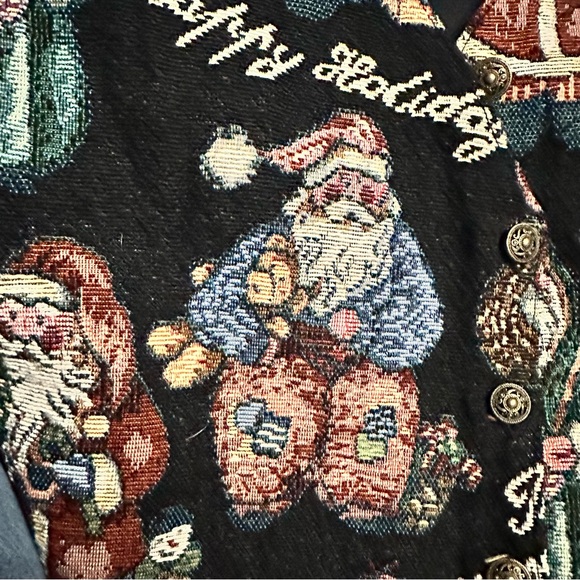 Vintage Needle Point Christmas Vest - Picture 4 of 5